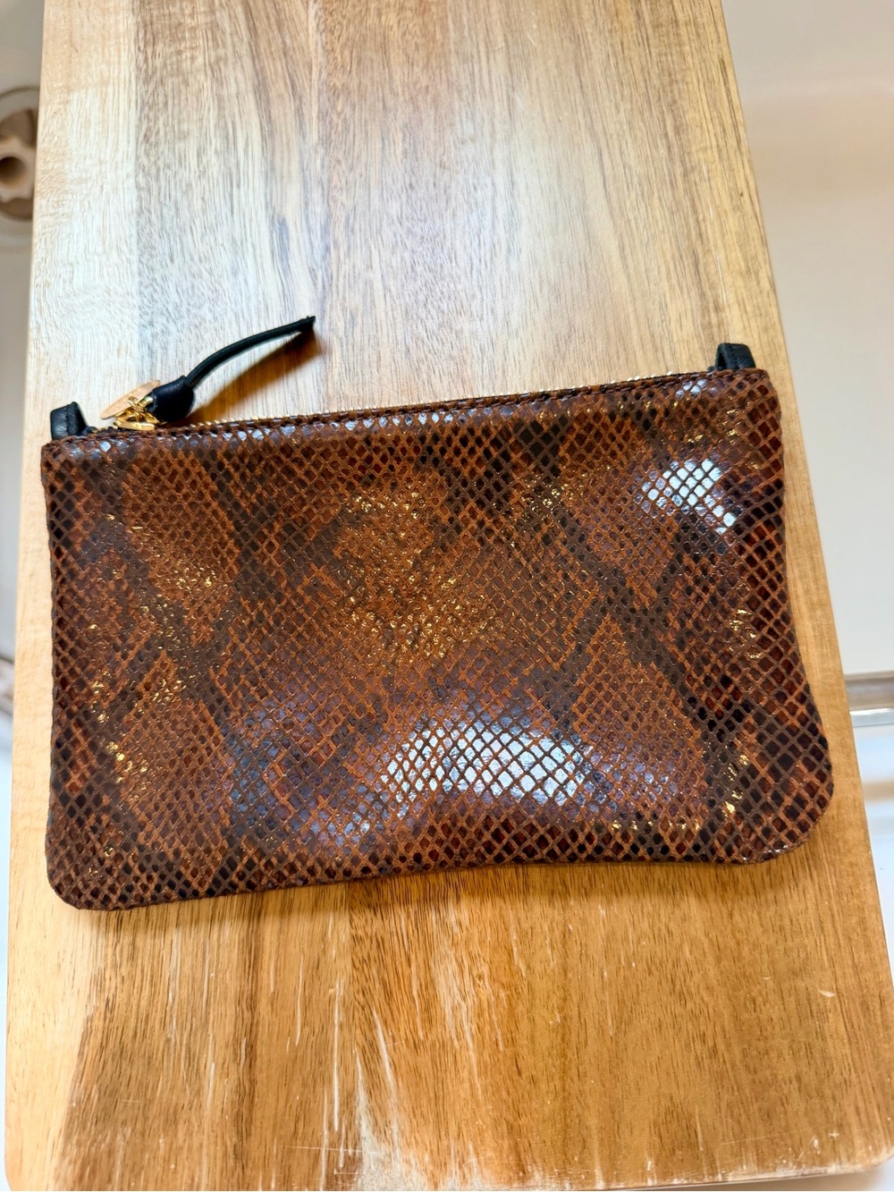 Clare V Wallet Clutch w/ Tabs Auburn Embossed Python NWT $165